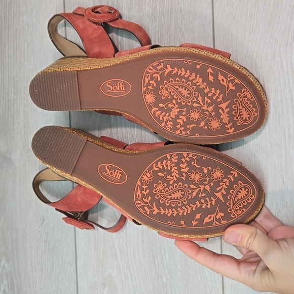 Sofft Women Casidy Leather Wedge Sandals shoes sz 9.5M - Picture 10 of 13